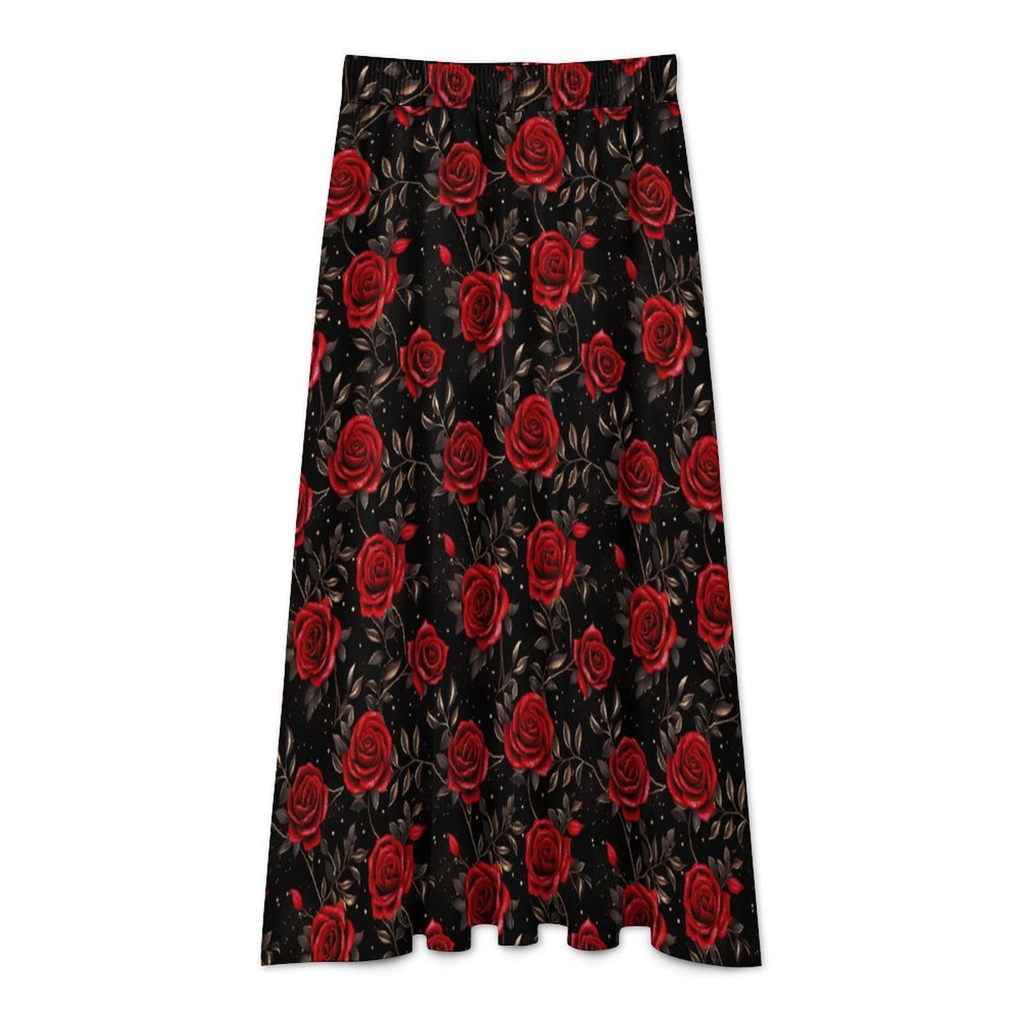 Colores de Mexico Romantic Red Roses Midi Skirt