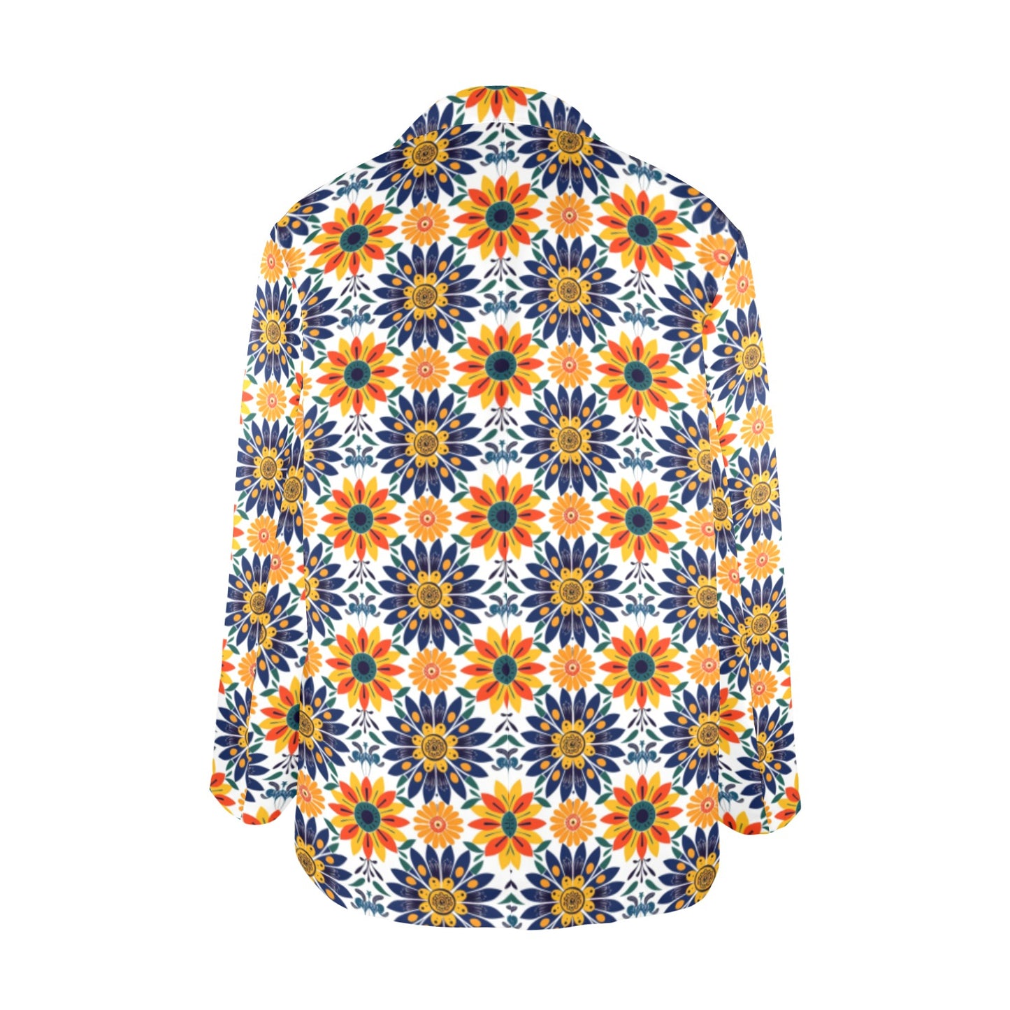 Colores de Mexico Blue Yellow Mexican Floral Blazer