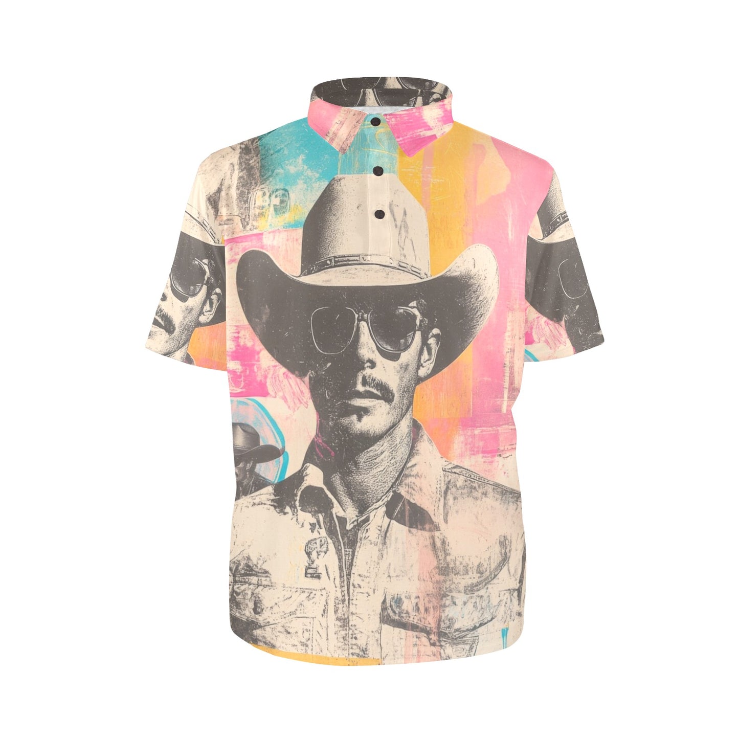 Baha Ranch Retro Pop Western Cool Cowboy Polo Shirt
