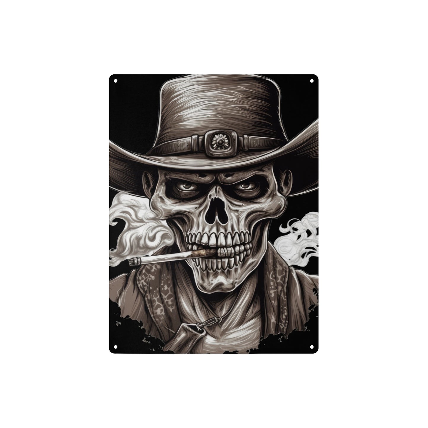 Cowboy Skull Metal Tin Sign 12"x16" (Made in USA)