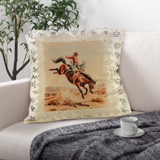 Baha Ranch Vintage Rodeo Stamp Throw Pillow Made in America