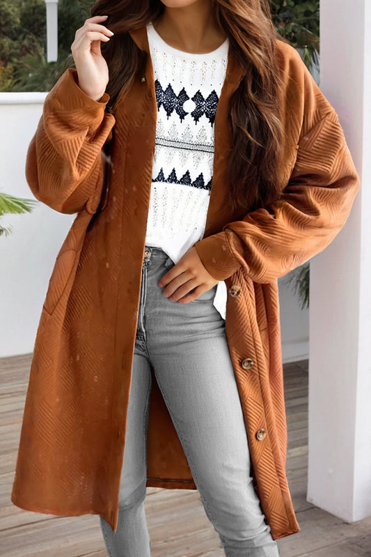 Textured Button Down Jacket Shacket