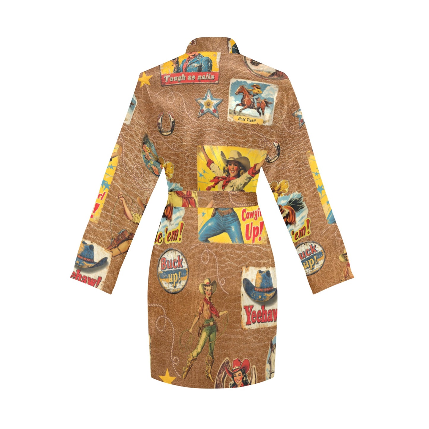 Vintage Cowgirl Collage Satin Robe