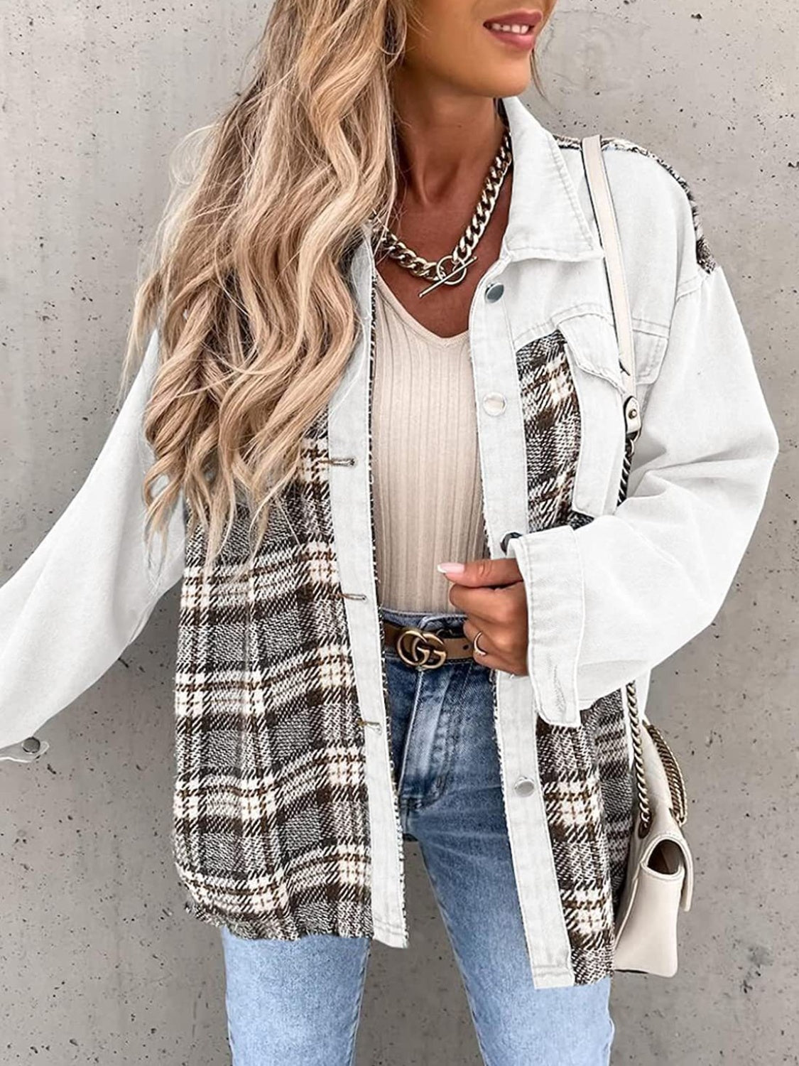 Plaid Button Up Dropped Shoulder Shacket Jacket Choice of colors