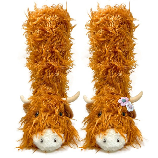 Highland Cow - Women's Plush Slipper Socks