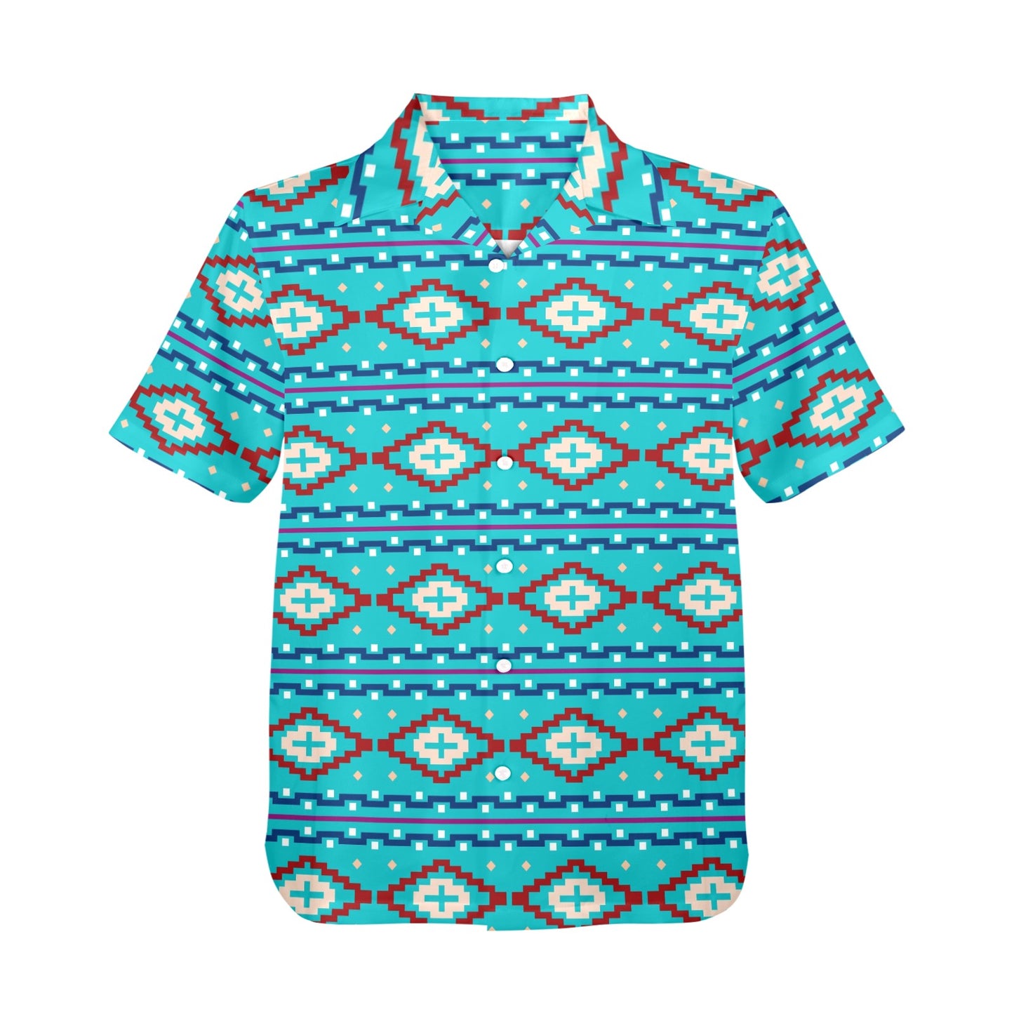 Baha Ranch Aqua Aztec Men's Camp Shirt Made in America