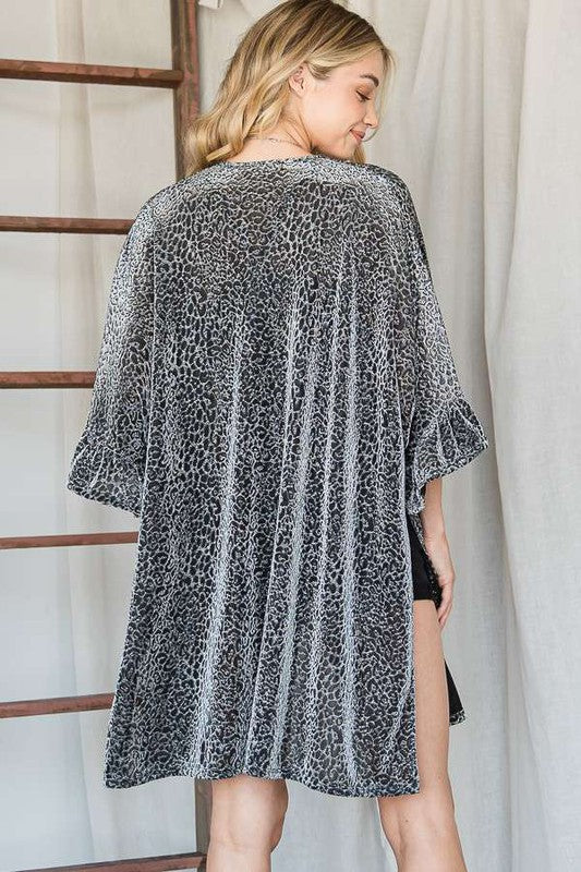 Metallic Leopard Print Kimono Duster Made in USA