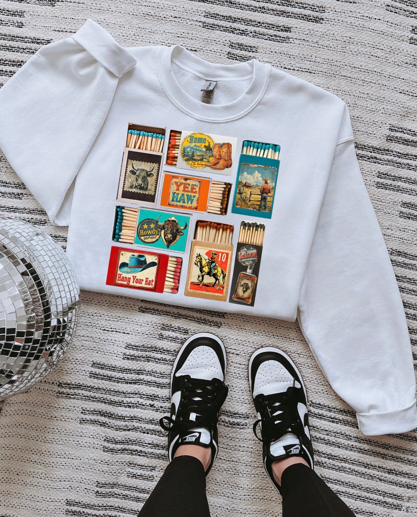 Western Matchbox TEE or CREWNECK choice of colors