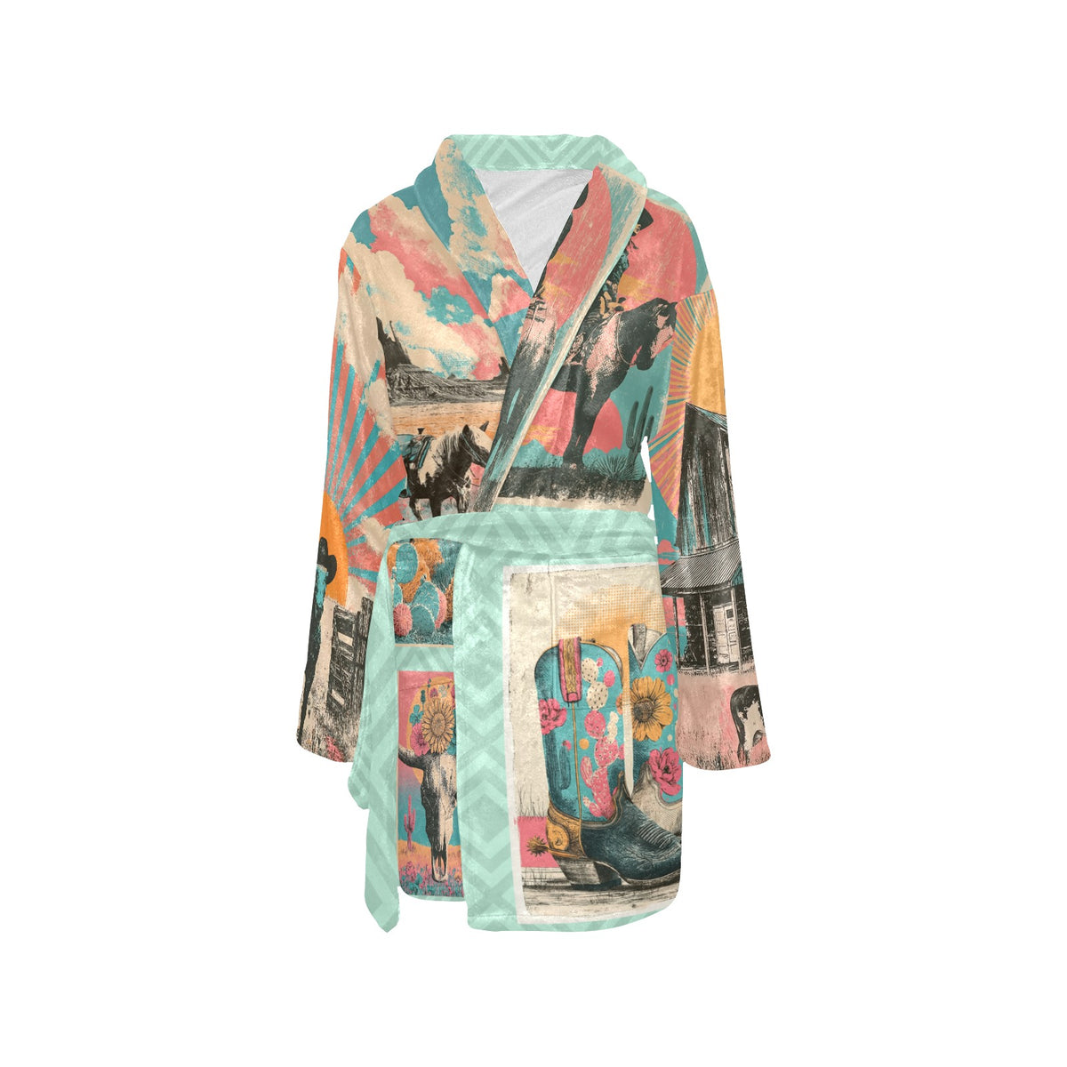 Baha Ranch Honky Tonk Kitsch Ranch Life Plush Miky Soft Fleece Robe