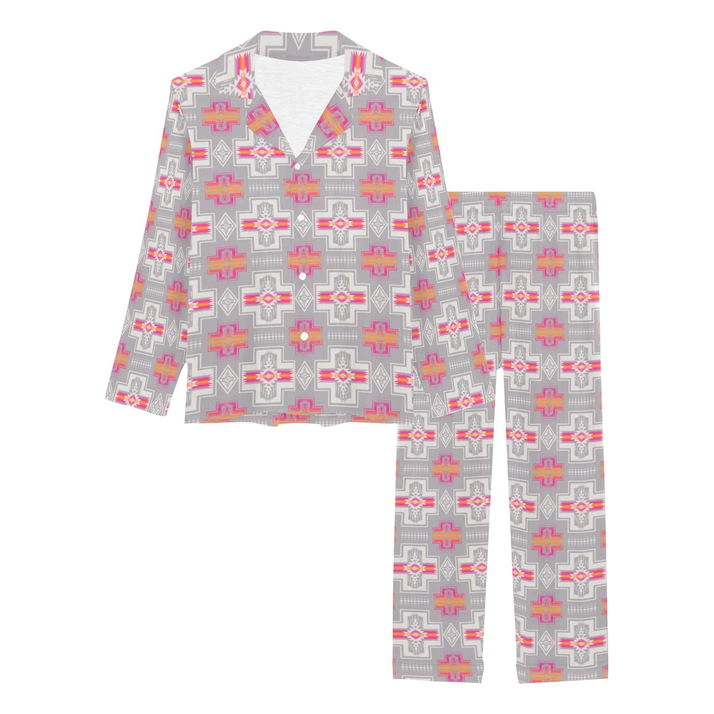 Pink Fire Aztec Women's Western Pajamas