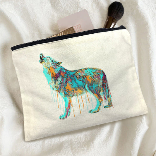 Watercolor Wolf Cosmetic Bag Pack of 5 Made in America