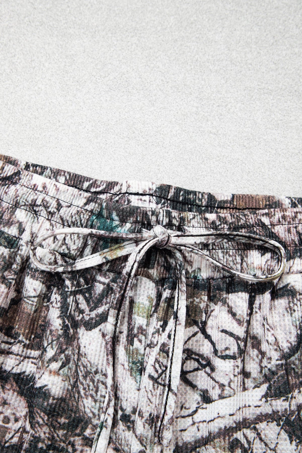 Camo Long Sleeve Top & Elastic Waist Shorts Set