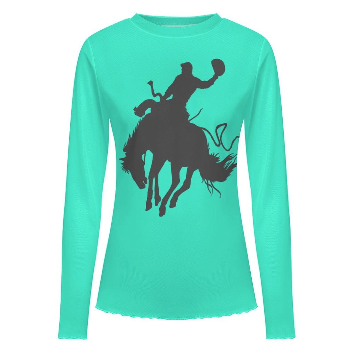 Baha Ranch Aqua Rodeo Bronc Long Sleeve Mesh Top