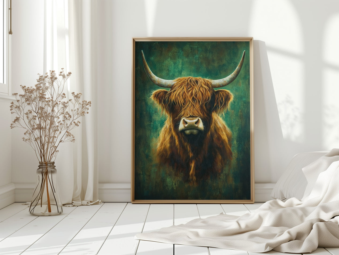 Highland Majesty in Emerald Light Western Farm Cow Ranch Wall Decor