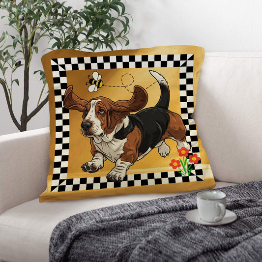 Basset Hound Throw Pillow Case Made in America