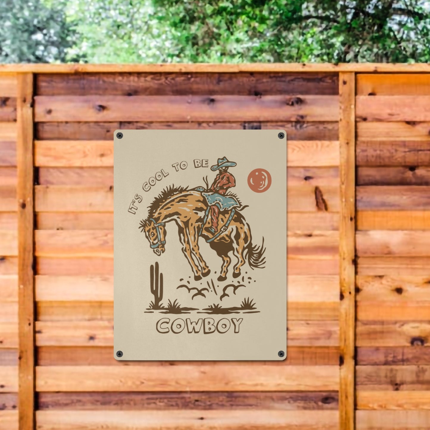 Cool to be a Cowboy Metal Sign Metal Tin Sign 12"x16" (Made in USA)