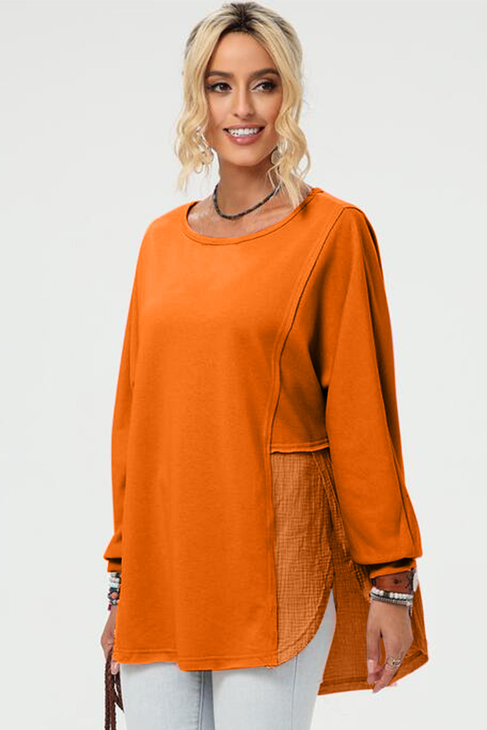 Double Take Full Size Long Sleeve High-Low T-Shirt choice of colors