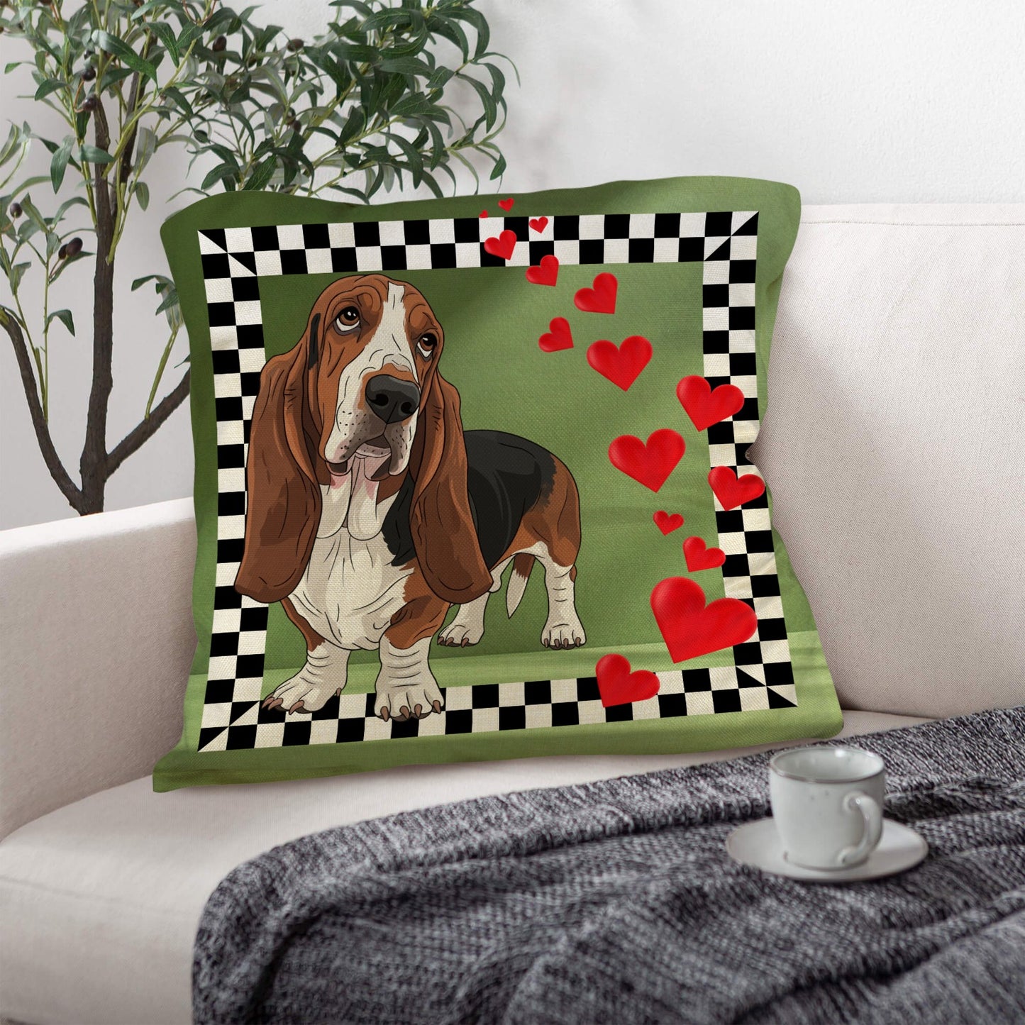 Basset Hound Throw Pillow Case Made in America