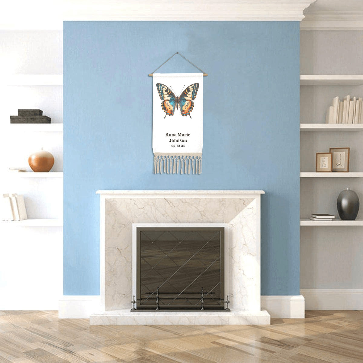Baha Ranch Butterfly Nursery Decor Wall Hanging Linen Poster Made in America