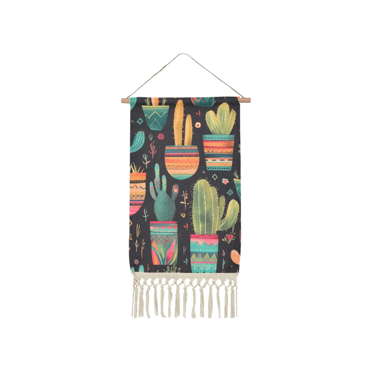 Baha Ranch Cactus Wall Hanging Linen Poster Made in America