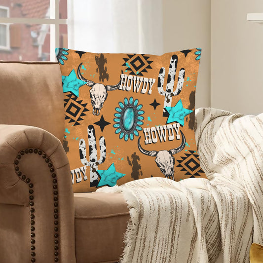 Baha Ranch Howdy Velvety Soft Throw Pillow Case Made in America