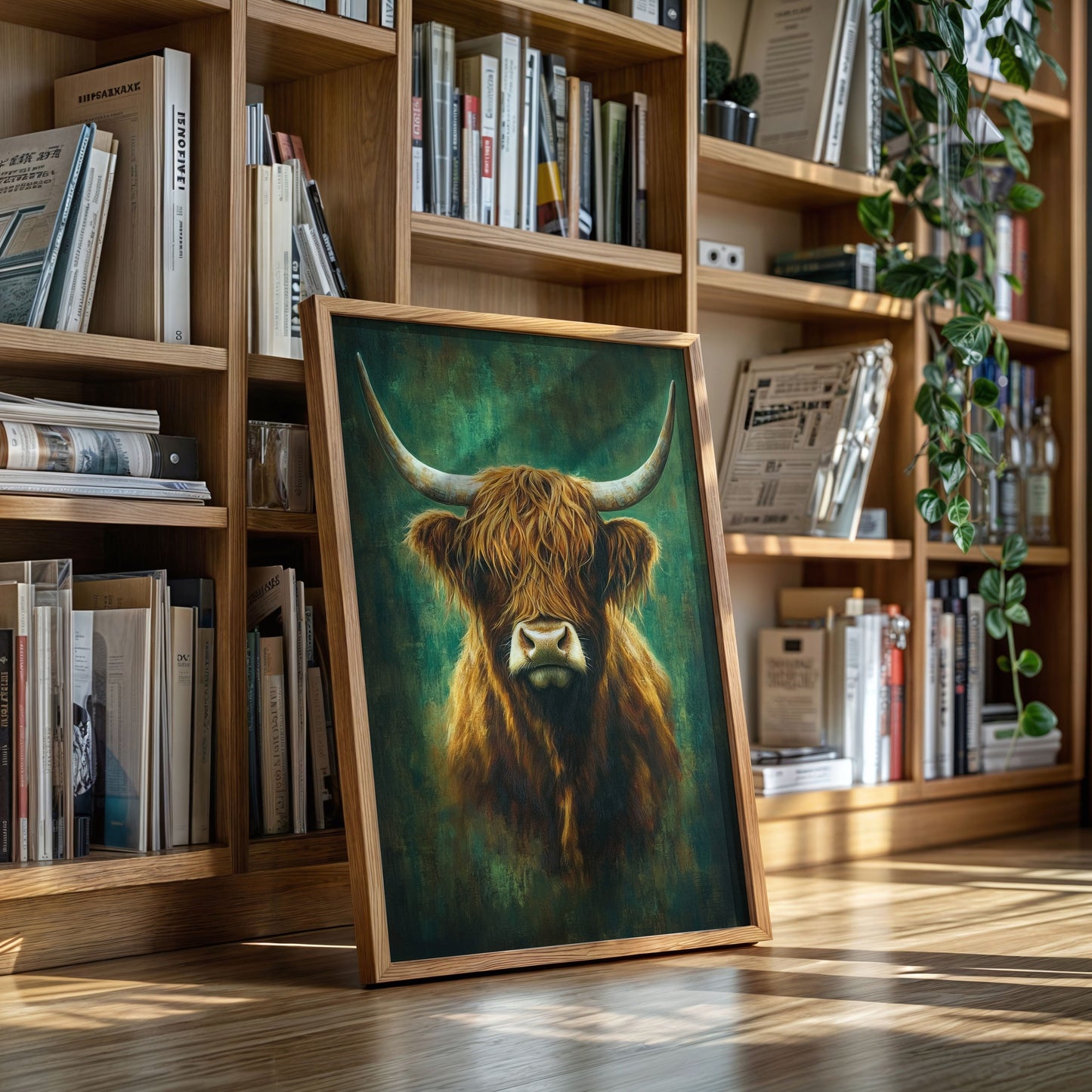 Highland Majesty in Emerald Light Western Farm Cow Ranch Wall Decor