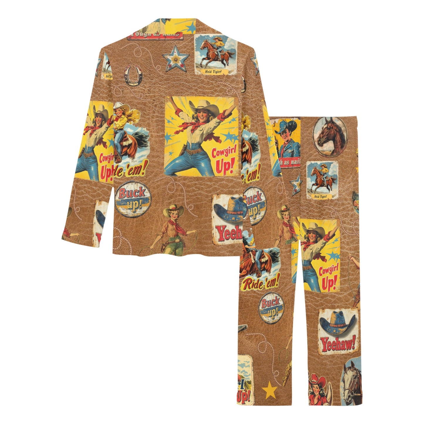 Vintage Cowgirl Collage Pajama Set