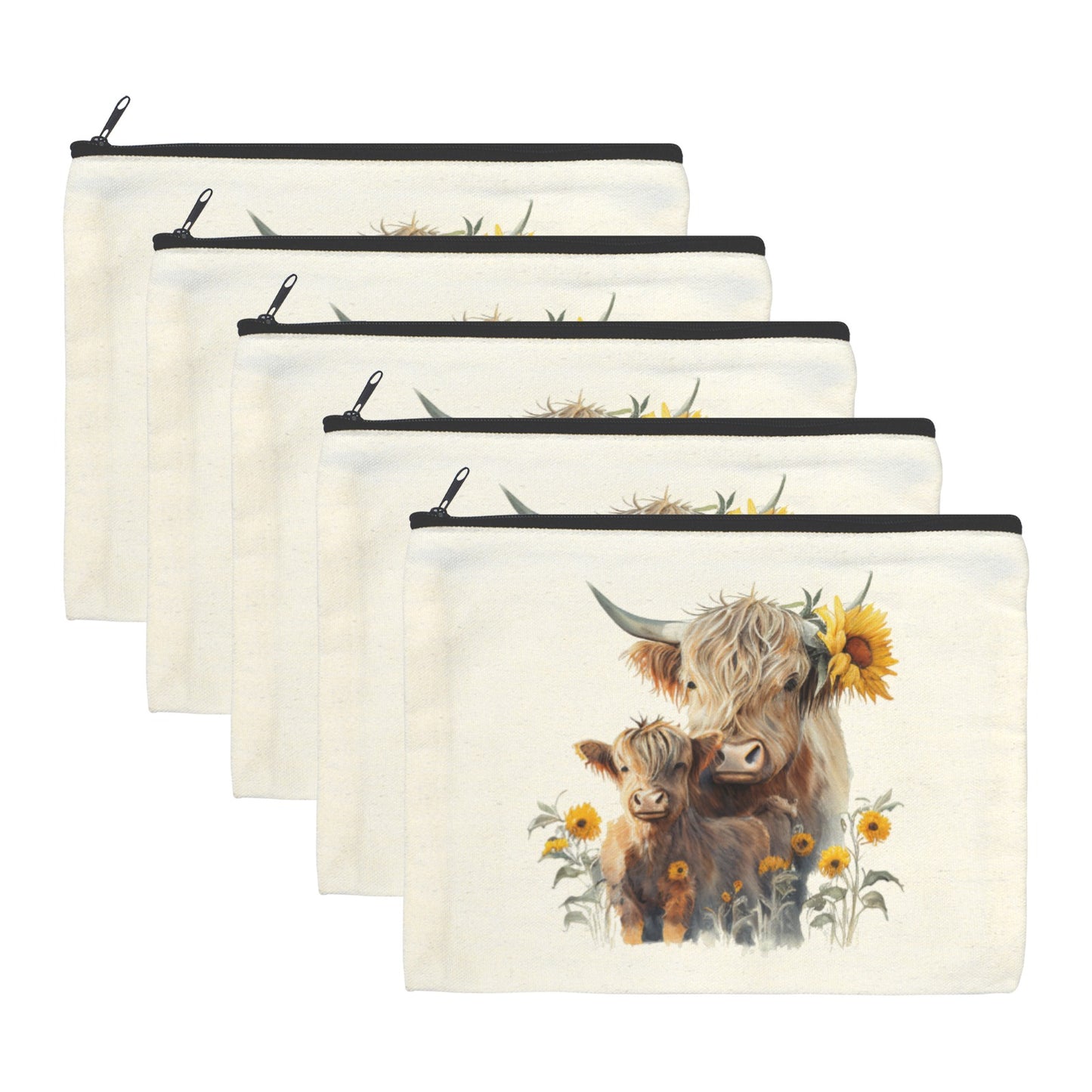 Baha Ranch Highland CosmeCow Family tic Bag Set of 5