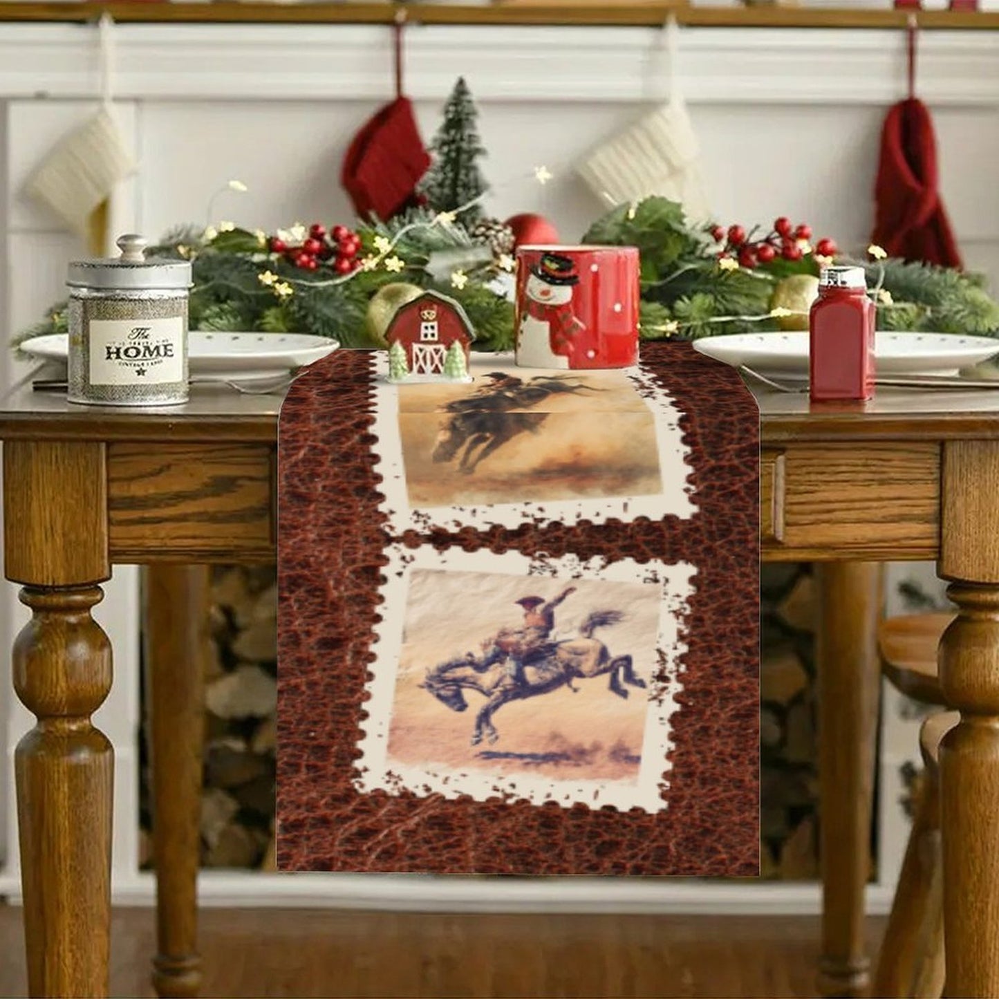 7 Pieces Rodeo Phrases Cowboy Table Runner and Placemats Set Made in USA