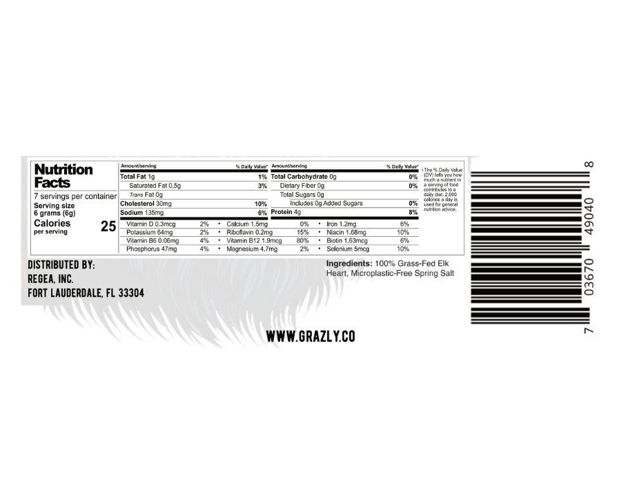 Grazly Elk Heart Crisps - 100% Grass-Fed/Finished