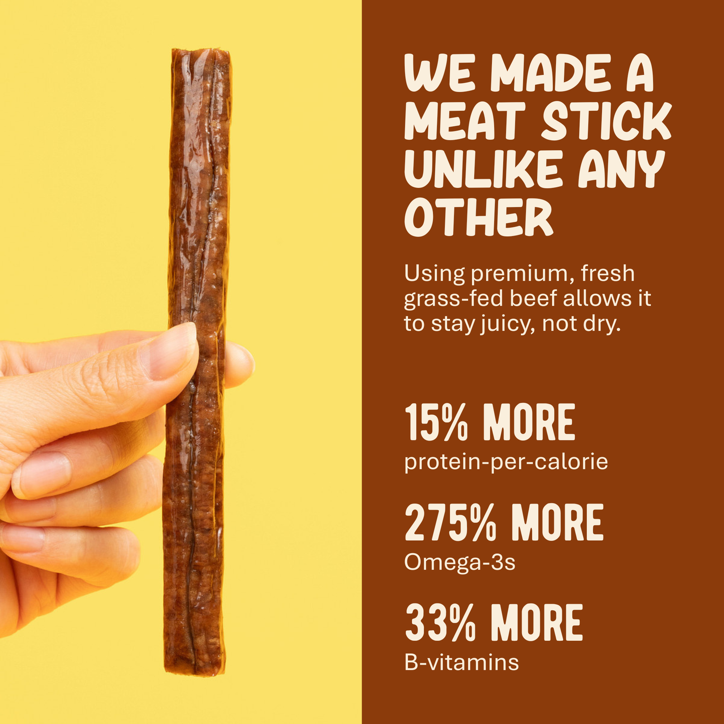 Grazly Plain Beef Meat Sticks - 100% Grass-Fed & Finished