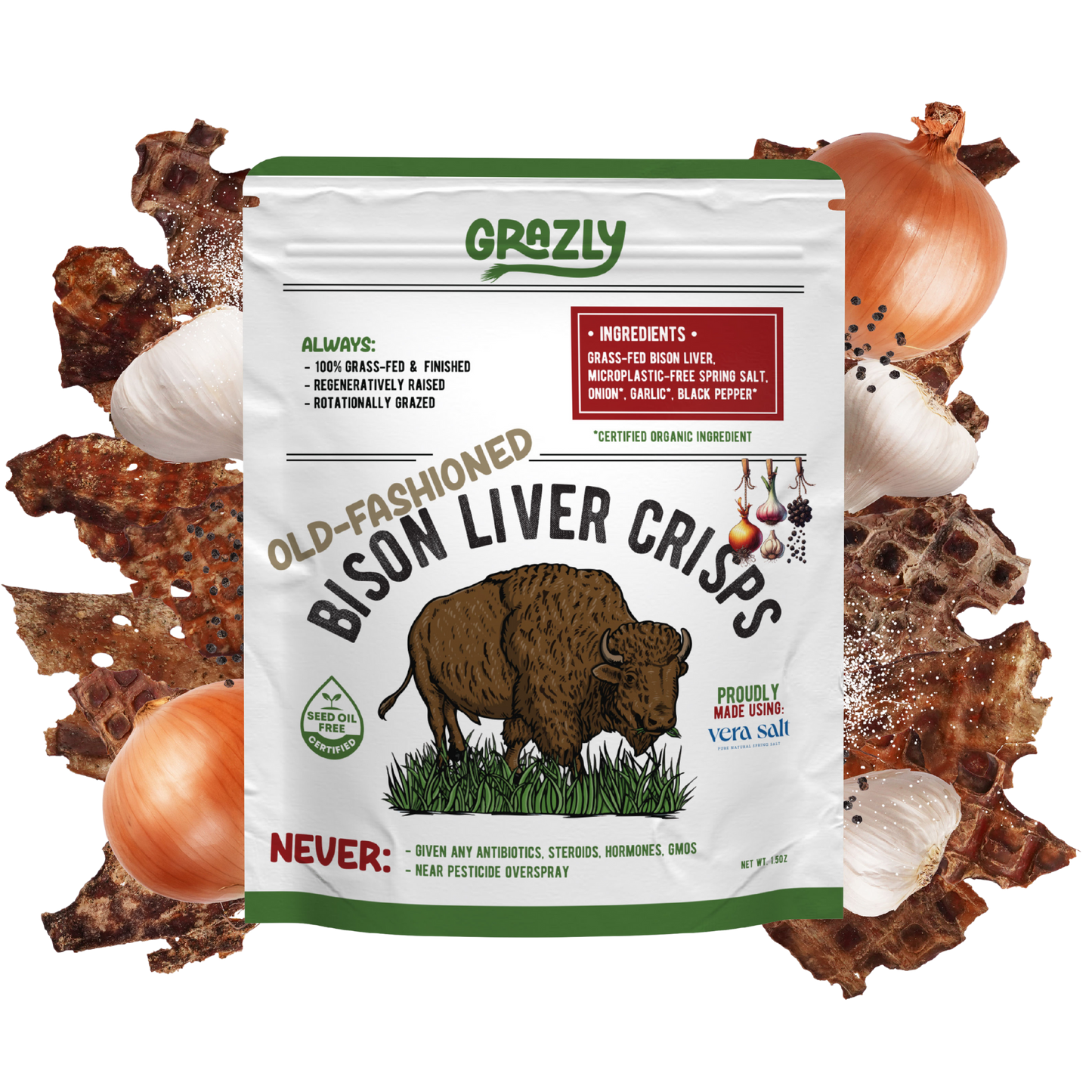 Grazly Bison Liver Crisps - 100% Grass-Fed/Finished