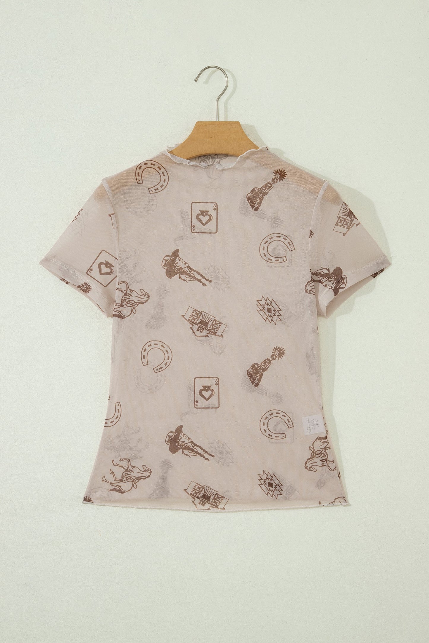 Western & Leopard Mesh Short Sleeve Top