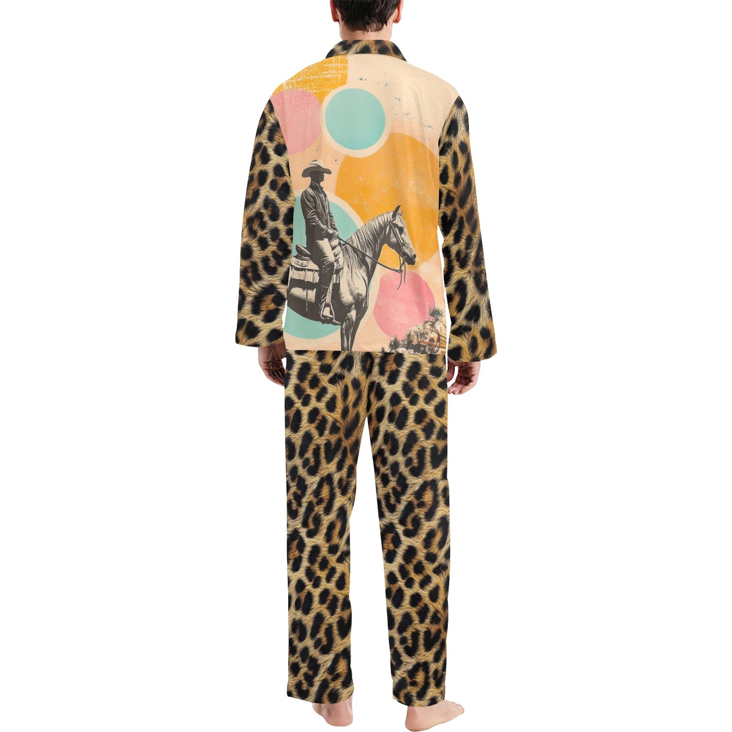 Baha Ranch Retro Pop Western Leopard Cowboy Pajamas