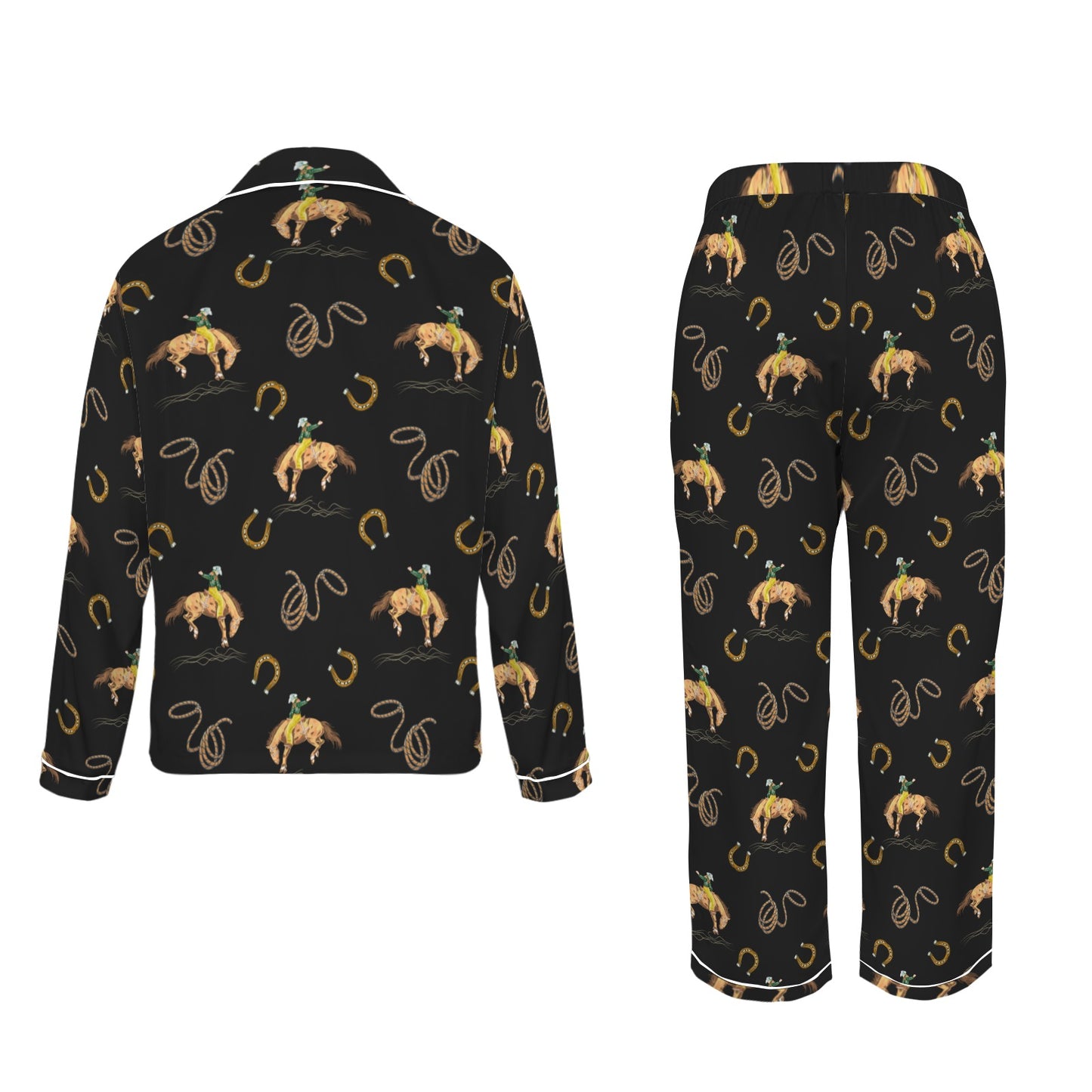 All Cowboy Western Satin Long Pajamas