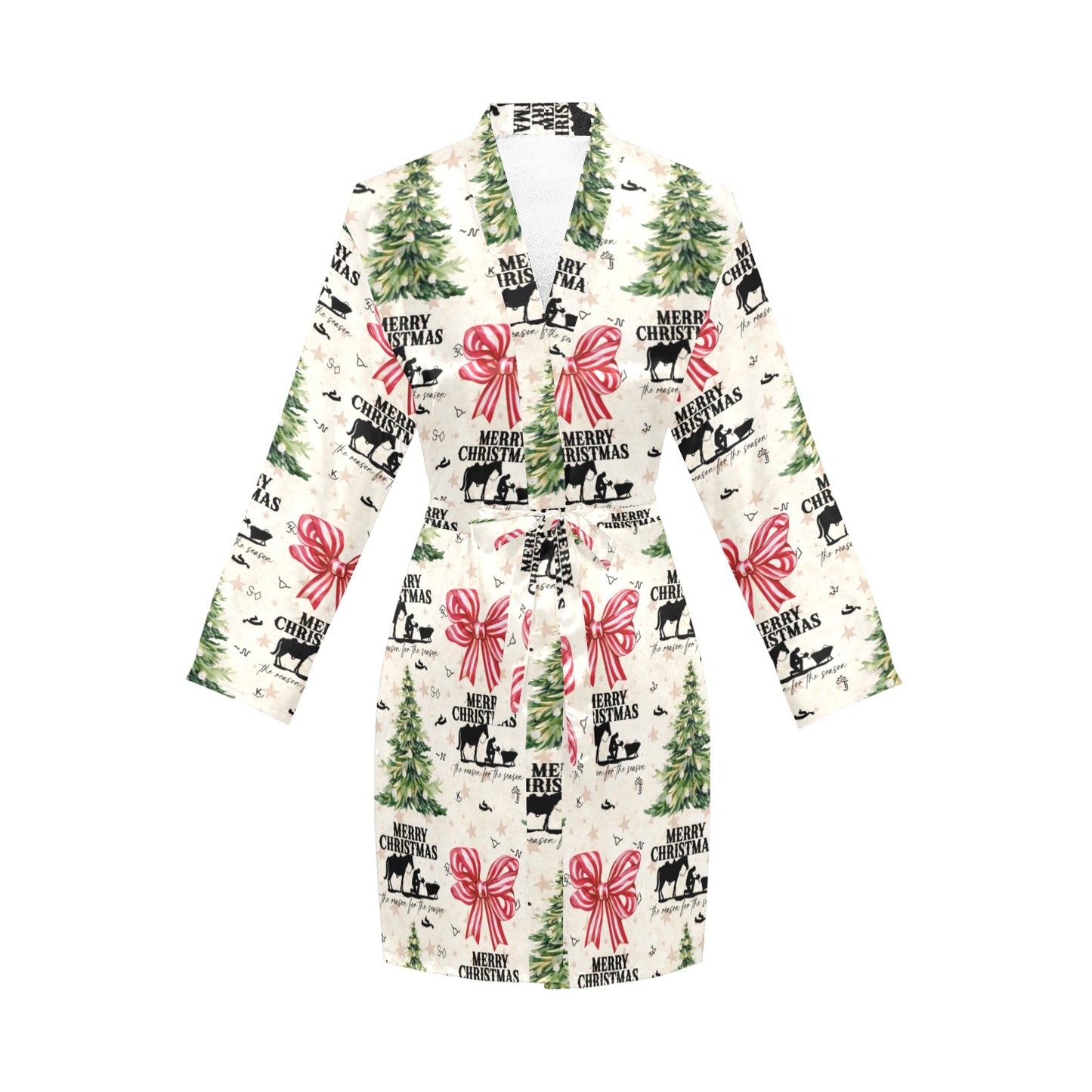 Praying Cowboy Christmas Western Cowgirl Satin Robe