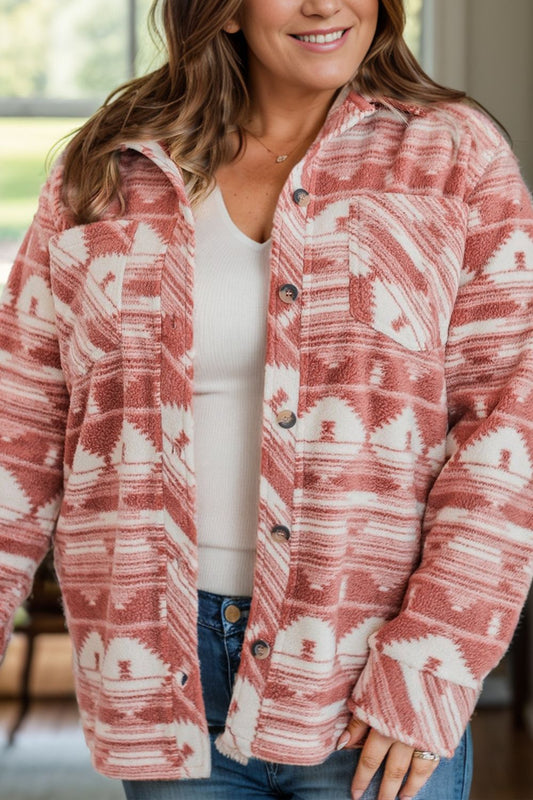 Plus Size Aztec Fleece Shacket