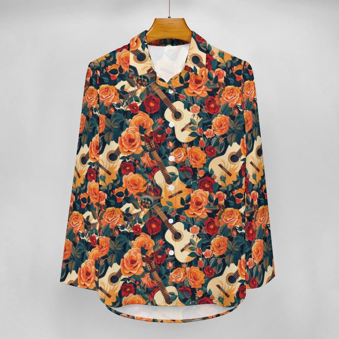 Colores de Mexico Guitars and Roses Button up Blouse