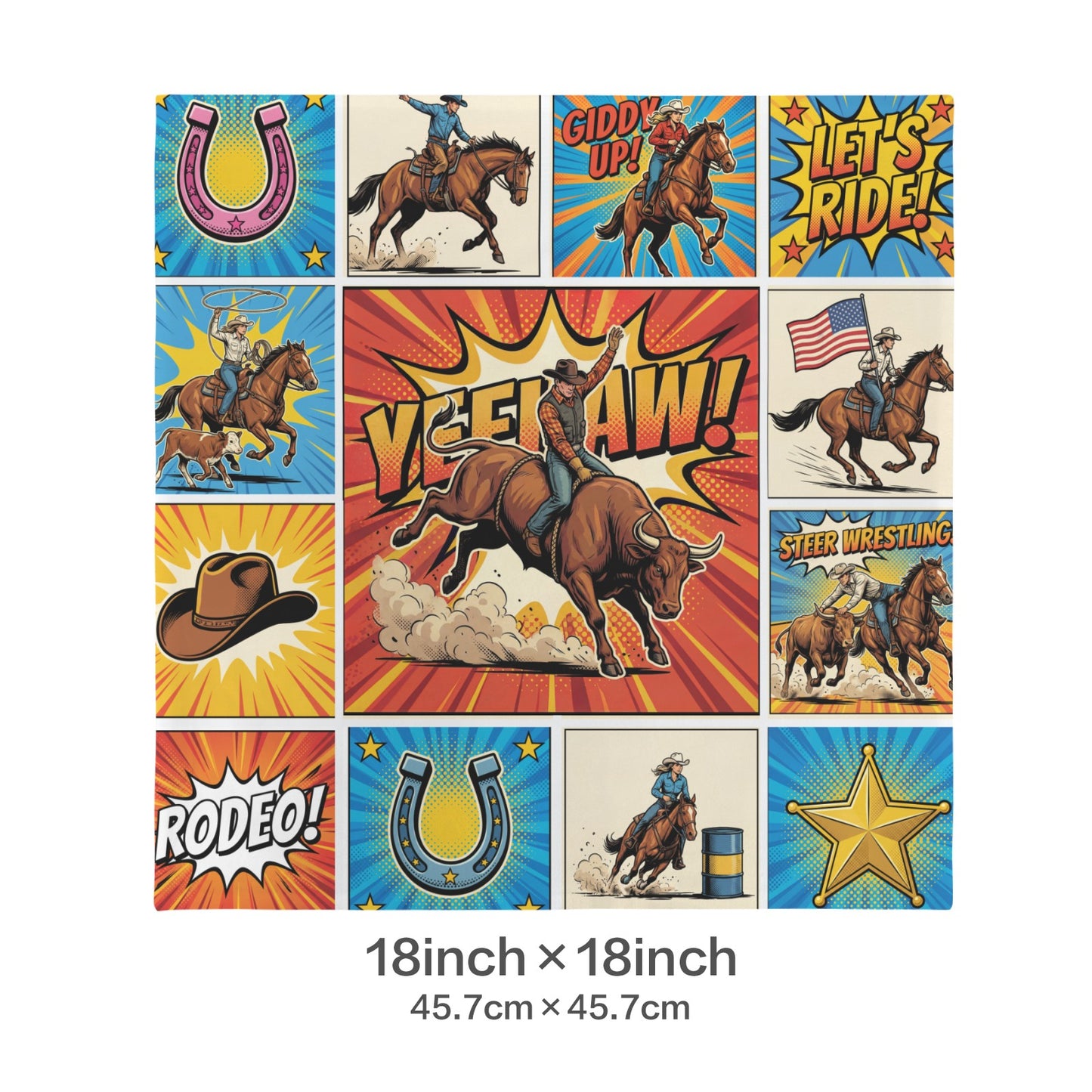 Baha Ranch Comic Corrall Collage Pillow Case Made in America