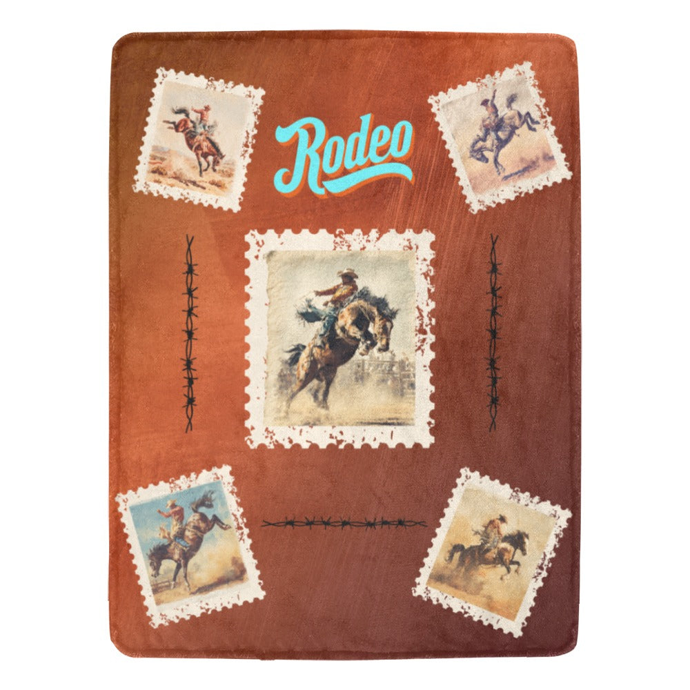 Old Rodeo Western Throw Blanket 60" x 80" Ultra Soft Made in America