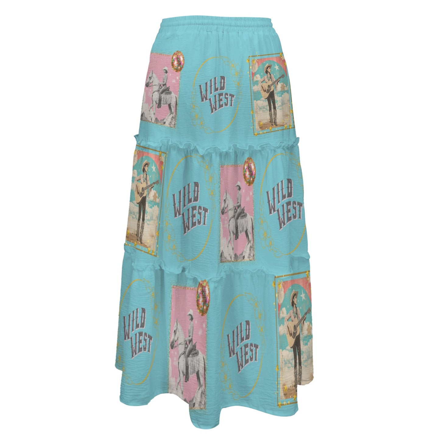 Baha Ranch Retro Pop Western Prairie Maxi Skirt