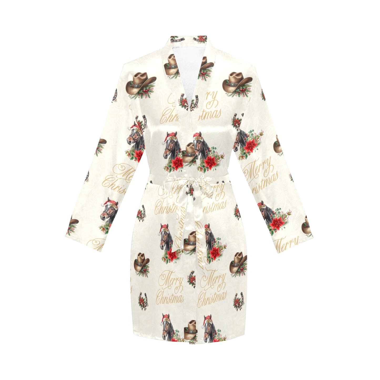 Baha Ranch Christmas Horses Western Cowgirl Satin Robe
