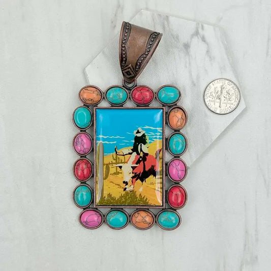 Vintage Cowgirl Cowboy Pendant