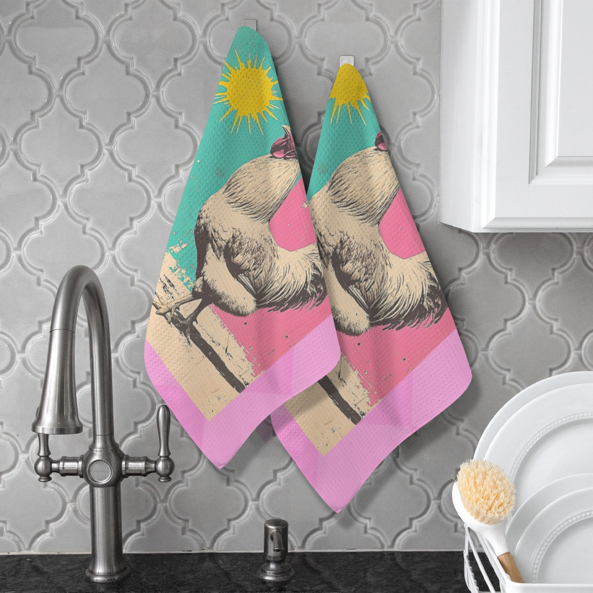 Baha Ranch Disco Chicken Set of 2 (same) Kitchen Towels Made in America