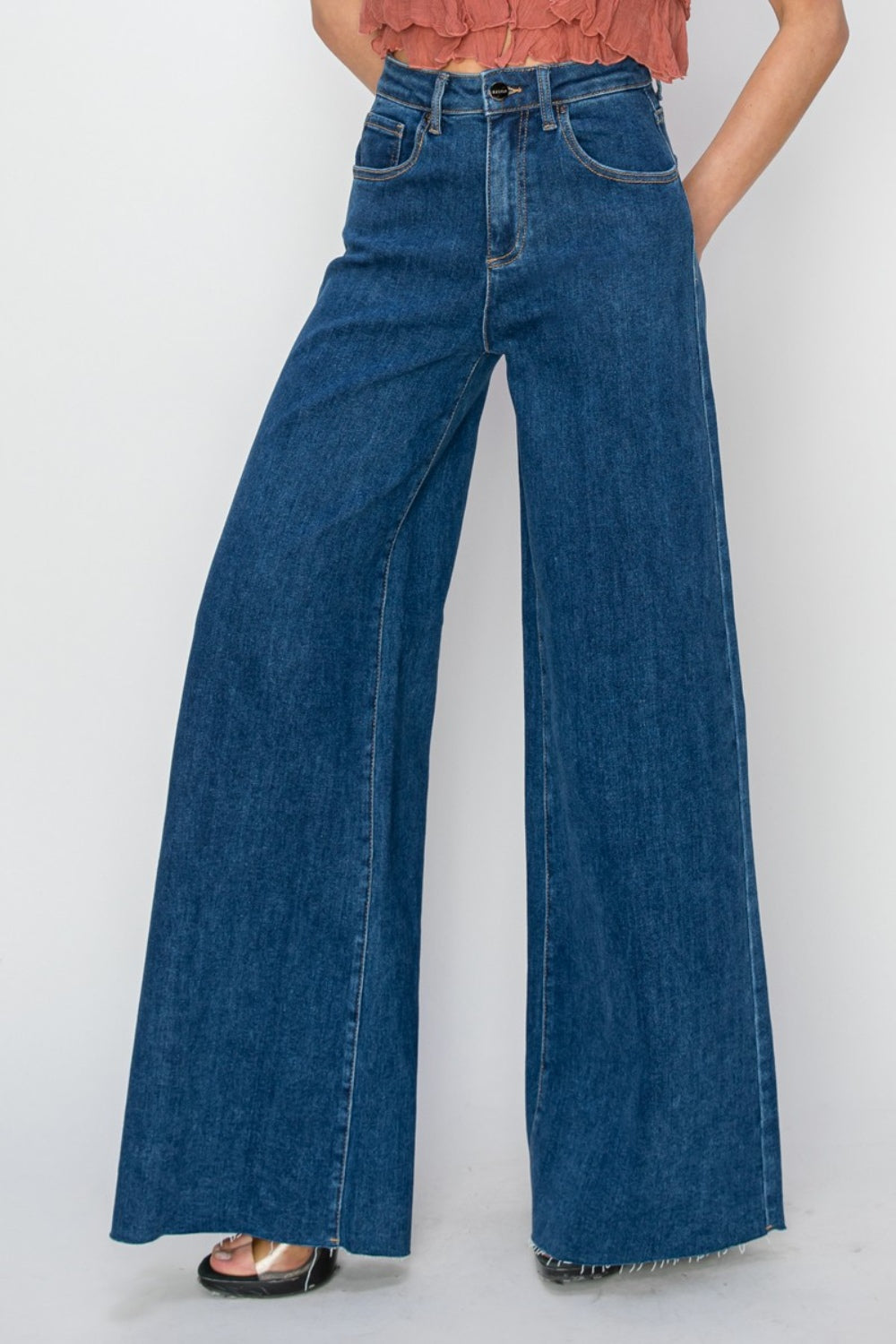 RISEN High Rise Wide Leg Jeans 31" inseam