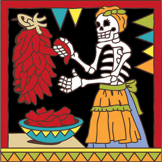 Day of the Dead Señora Chile Ristra Tile