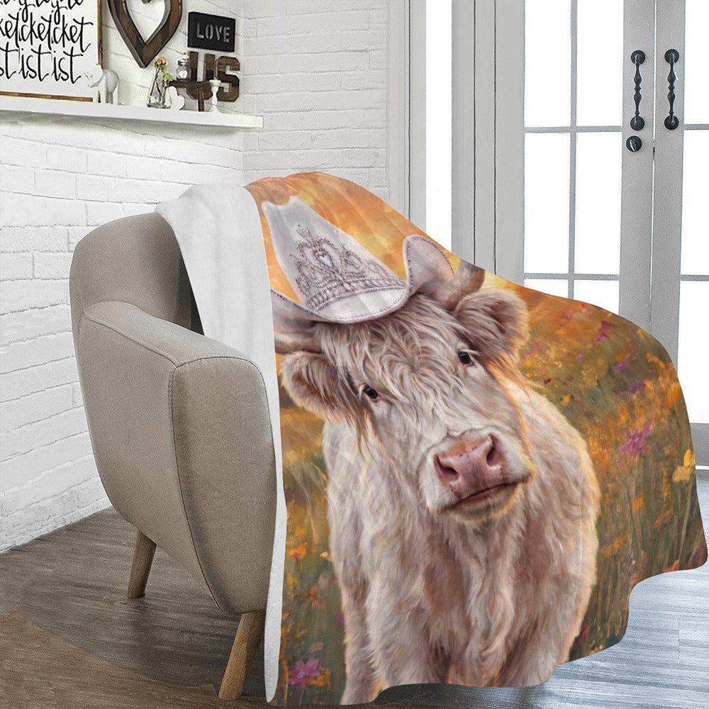 Rhinestone Cowgirl Highland Cow Ultra Soft Minky Fleece Throw Blanket 60" x 80" Made in America
