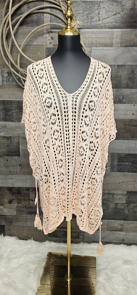 Peach Crochet Cover up