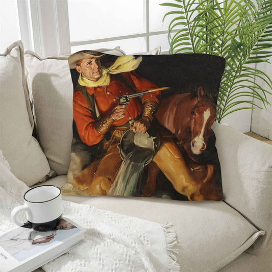 Vintage Cowboy Throw Pillow Case 18x18inch Made in America