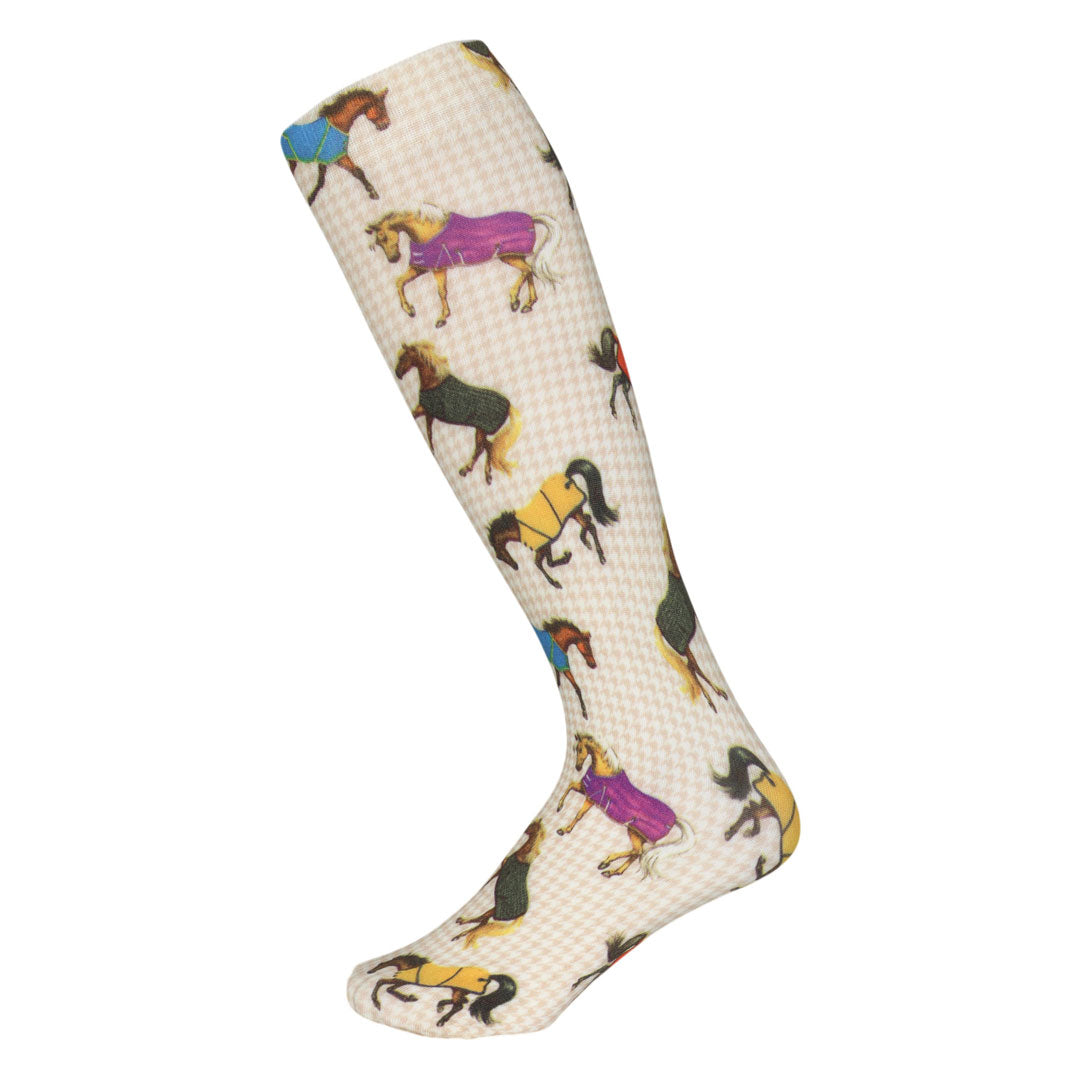 AWST Int'l Lila Horses in Blankets Equestrian Boot Socks Ladies